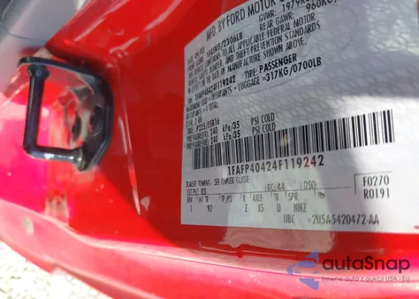 2004 Ford Mustang z USA, uszkodzony, nr VIN 1FAFP40424F119242